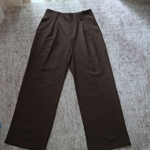 High-Waist Wide-Leg Trousers - Dark Brown